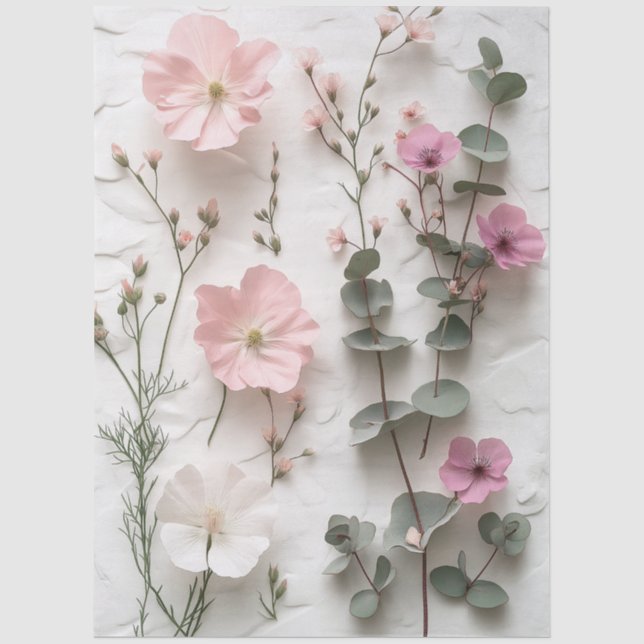 De Seda Papel tisú botánico floral elegante rosa (Anverso)