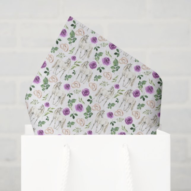 De Seda Papel tisú floral ecuestre rústico púrpura (Bolsa de regalo)