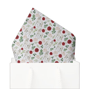 De Seda Papel tisú floral ecuestre rústico rojo