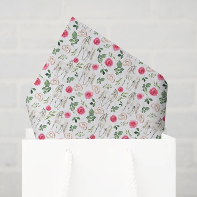 De Seda Papel tisú floral ecuestre rústico rosa (Bolsa de regalo)