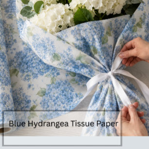 De Seda Papel tisú floral Hortensia Azul