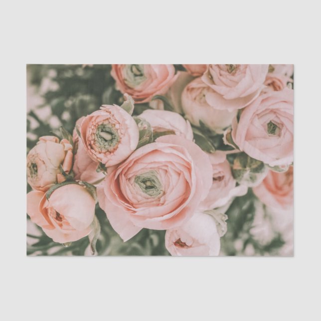 DE SEDA PAPEL TISÚ : FLORAL : PEONÍAS (Anverso)