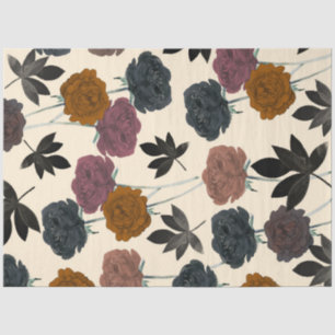 De Seda Papel tisú floral vintage acuarela audaz otoño