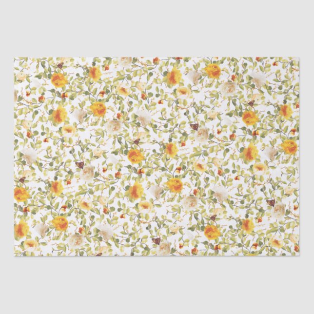 De Seda Papel tisú inspirado en rosas naranjas victorianas (Anverso)