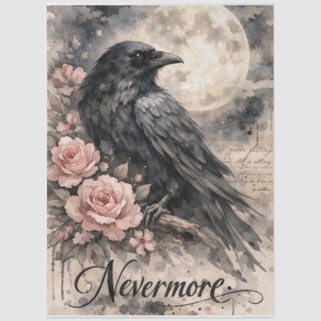 De Seda Papel tisú Luna Cuervo Negro Nevermore (Anverso)