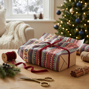 De Seda Papel tisú navideño cálido Fair Isle nórdico