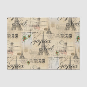 De Seda Paris Joyeux Noel Navidades Papel Tejido Vintage