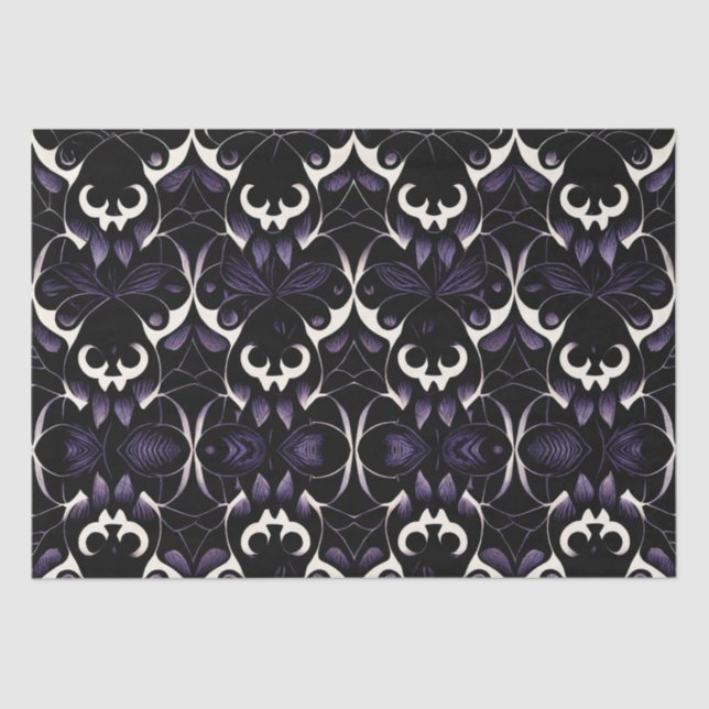 De Seda Patrón gótico negro y púrpura #2 | Papel Tejido (Anverso)