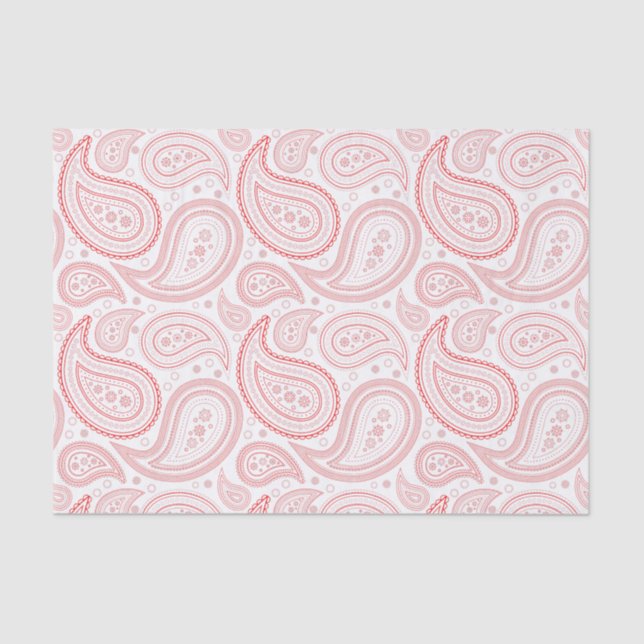 De Seda Patrón rojo paisley en papel blanco (Anverso)