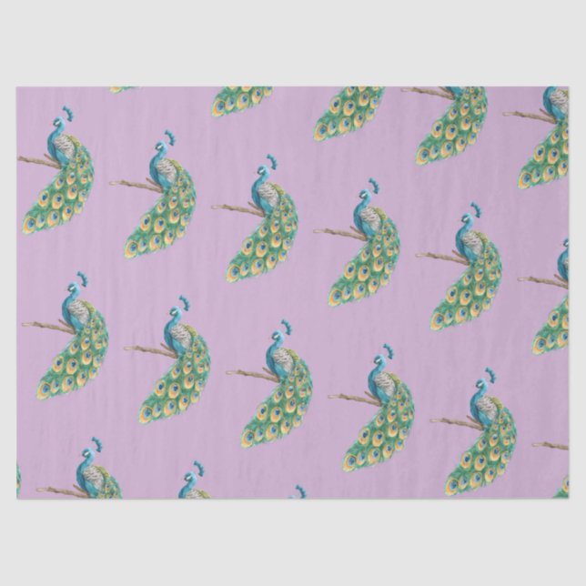 De Seda Peacock Series Design 3 Lilac Tejido Papel (Anverso)
