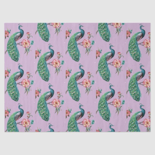 De Seda Peacock Series Design 4 Lilac Tejido Papel (Anverso)