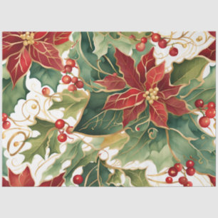 De Seda poinsettias y papel tisular hueco