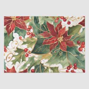 De Seda poinsettias y papel tisular hueco