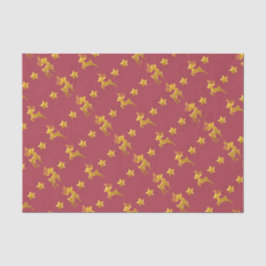 De Seda Renos dorados en papel rojo