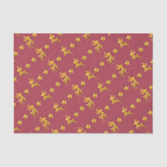 De Seda Renos dorados en papel rojo (Anverso)