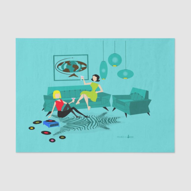 De Seda Retro Chica Noche En Papel Tejido (Anverso)