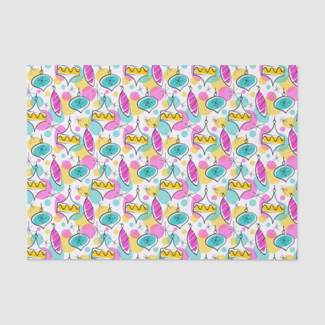 De Seda Retro Tree Baubles Papel multitejido (Anverso)