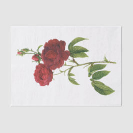 De Seda Rosas Rojas Vintage #1 Flores Papel Tejido Floral