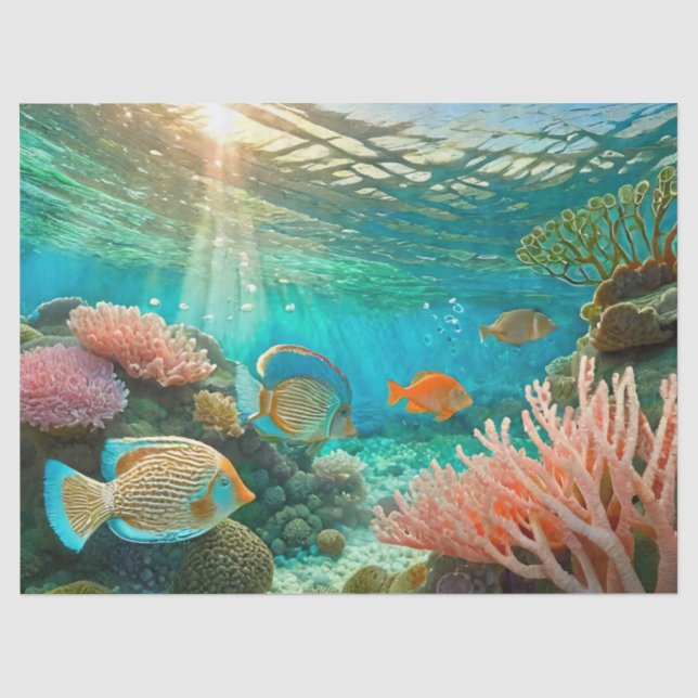 De Seda Sol Subacuático & Tangs, Diseño 4 Papel Tisú (Anverso)