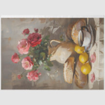 Té matutino con Rosas Desnudan Papel Tejido