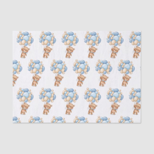 De Seda Teddy Bear Globos Papel Tejido Baby Shower (Anverso)