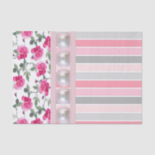 De Seda Tejido Papel Floral Tiras Rosa