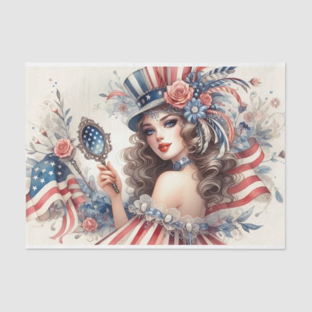 De Seda Vintage Americana Chica Tejido Papel desmedido (Anverso)