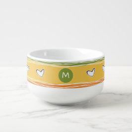 De Sopa Doodles cardíacos personalizado monograma cuenco p