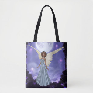 De Tela Ángel azul impreso en todo el bolso