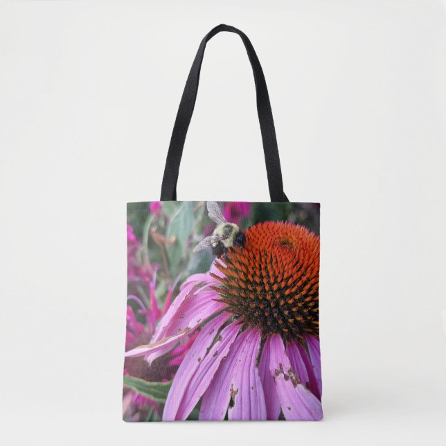 De Tela Bolso Abeja y Flor Rosa (Anverso)