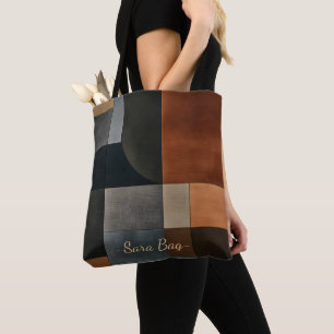 De Tela Bolso Bauhaus con Patrón Geométrico y Nombre Perso