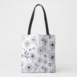 De Tela Bolso blanco elegante con delicado patrón floral