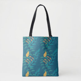 De Tela Bolso Botánico Azul Único y Hermoso