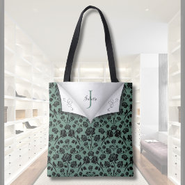De Tela Bolso Chic Verde y Rosa Negro con Monograma