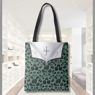 De Tela Bolso Chic Verde y Rosa Negro con Monograma