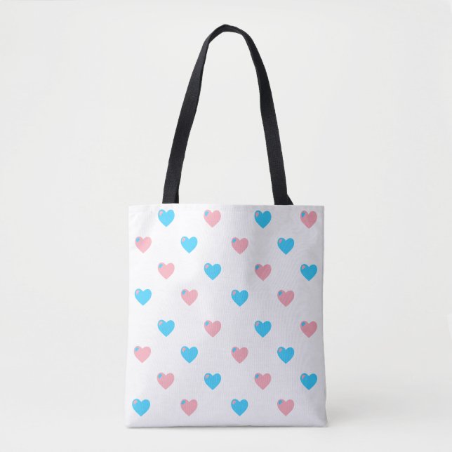 De Tela Bolso Corazones Orgullo Trans (Anverso)