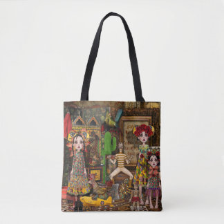 De Tela Bolso del arte del tote - México Frida inspirado