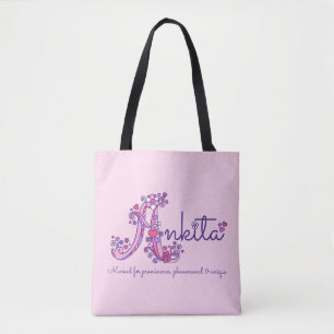 De Tela Bolso del monograma del nombre y del significado