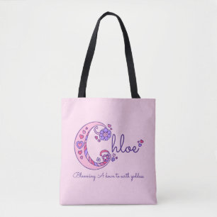 De Tela Bolso del monograma del nombre y del significado
