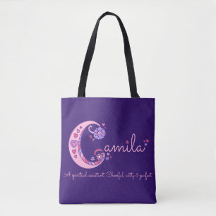 De Tela Bolso del monograma del nombre y del significado