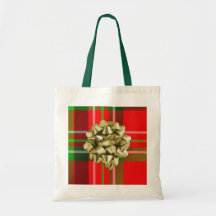 Bolso del tartán del navidad con el arco