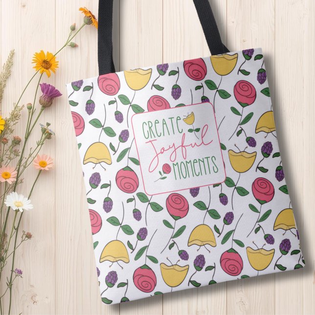 De Tela Bolso Floral Crea Momentos Alegres Moderno (Modern Floral Inspirational Tote Bag)