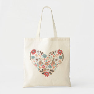 De Tela Bolso floral del corazón