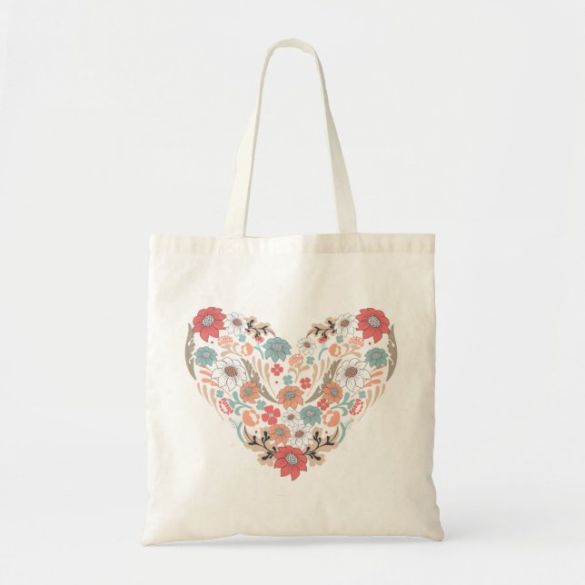 De Tela Bolso floral del corazón (Frente)