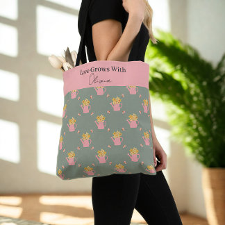 De Tela Bolso Floral Personalizado Crece con Amor