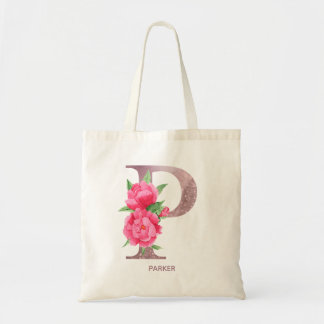De Tela Bolso grande con monograma floral personalizado co
