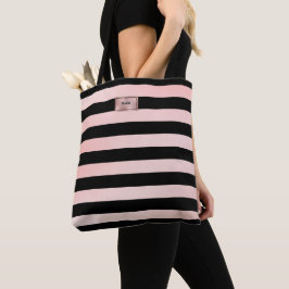 De Tela Bolso grande con rayas rosa oro Chic