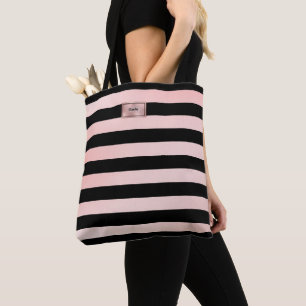 De Tela Bolso grande con rayas rosa oro Chic