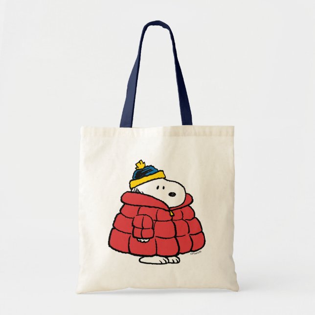 De Tela Bolso grande Snoopy Invierno con abrigo inflado (Frente)