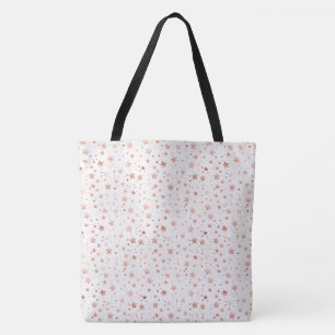 De Tela Bolso Hombro Grande Estrellas Dorado Rosa Delicado